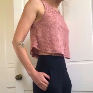 S Lace, Cropped Tank in Rose, Forever 21